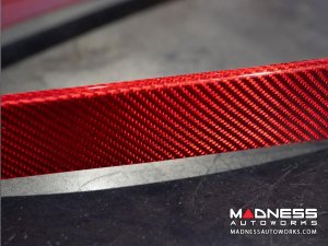 Alfa Romeo Stelvio Front V Shield Grill Frame + Emblem Frame Kit - Carbon Fiber - QV Model - Red Candy